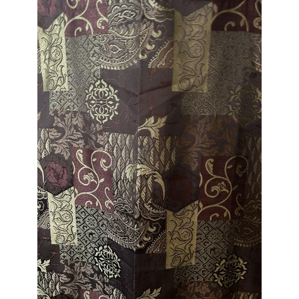 Burgandy Gold Paisley Patchwork Fabric Shower Curtain Hooks 72x72 No Liner Bath